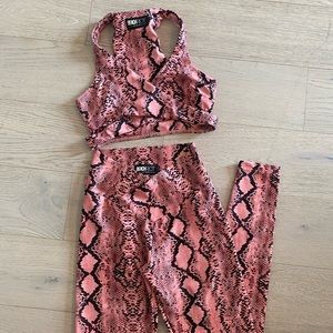 Pink beach riot snake skin set